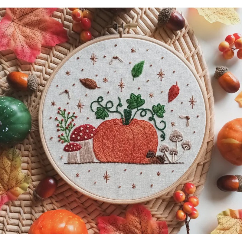 'Hello Pumpkin' Embroidery Kit by EmBeaRoidery