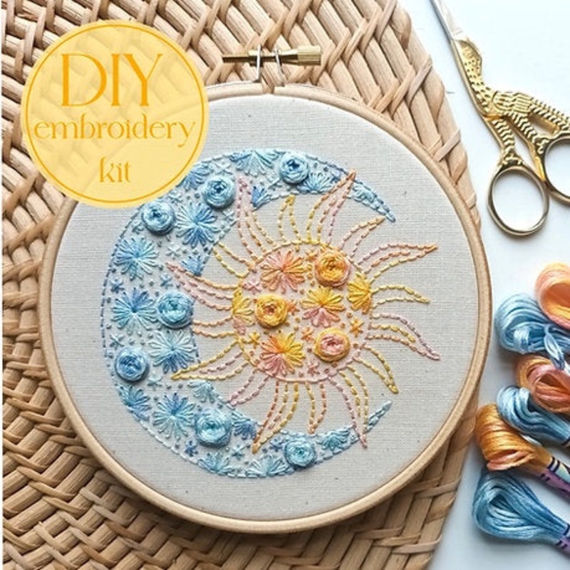 'Sun and Moon' Embroidery Kit by EmBeaRoidery