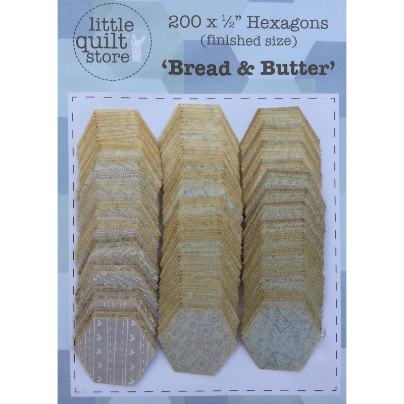 Fabric Hexagon - 1/2 laser cut - Bread and Butter
