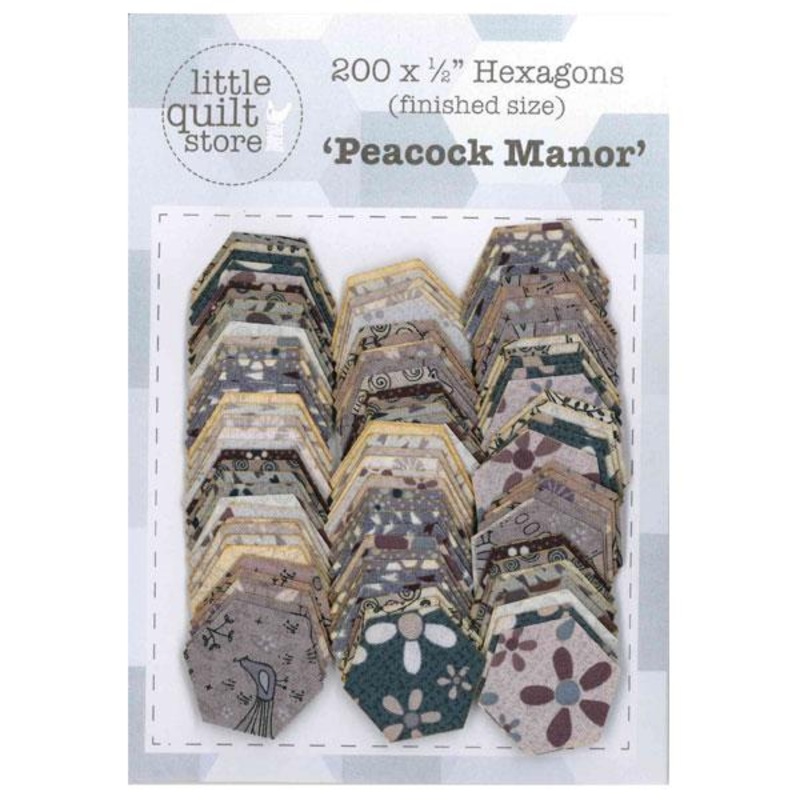 Fabric Hexagon - 1/2 laser cut - Peacock Manor