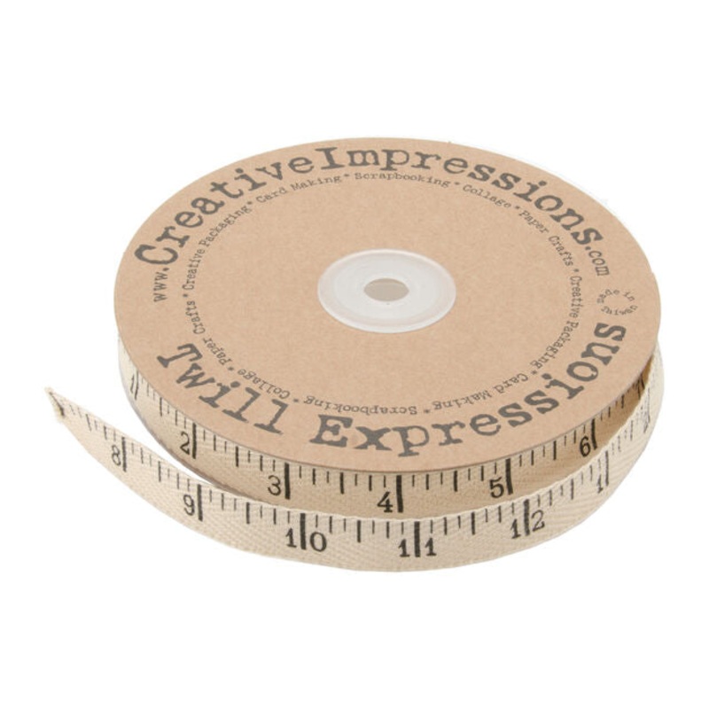 Antique Tape Measure Twill Ribbon White 80486