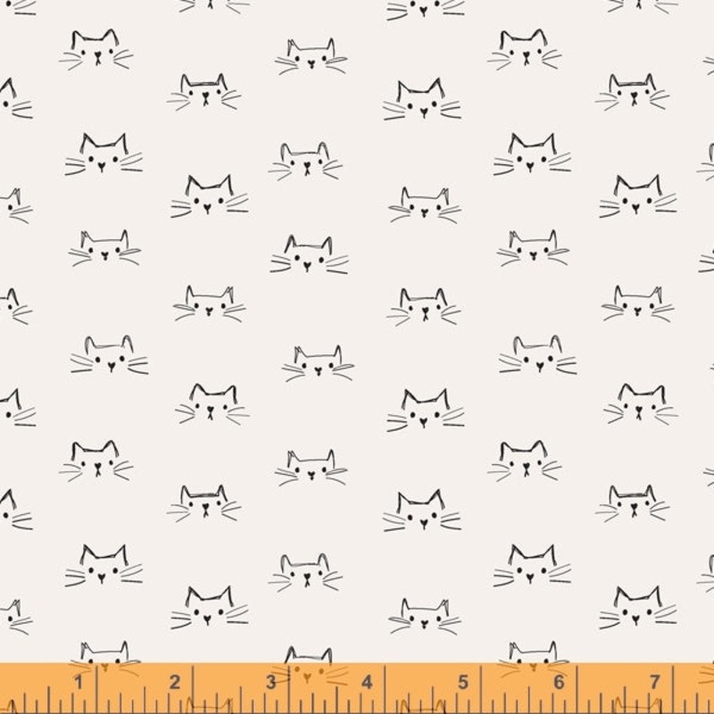 *Closeout Sale* Mod Cats, Cat Faces in Ivory, 16 (LAST PIECE)