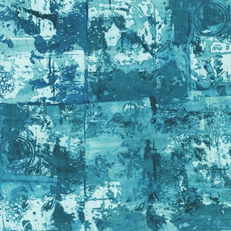 Wishwell Warehouse District Lawns, Aquamarine, per half-yard (Cotton Lawn)