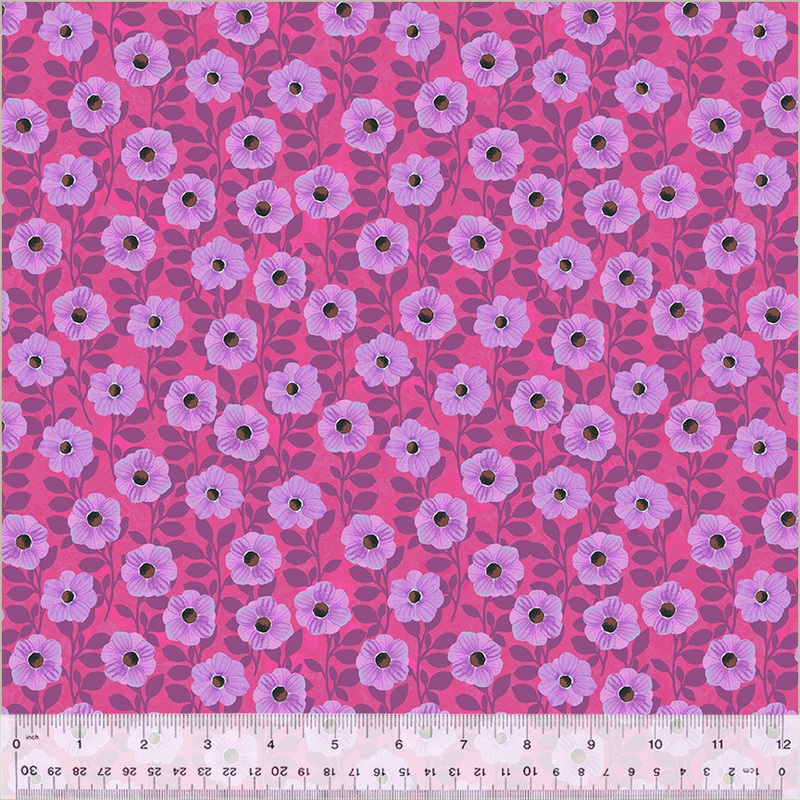 Wild Meadow by Sue Miano, Climbing Floral in Orchid, per half-yard