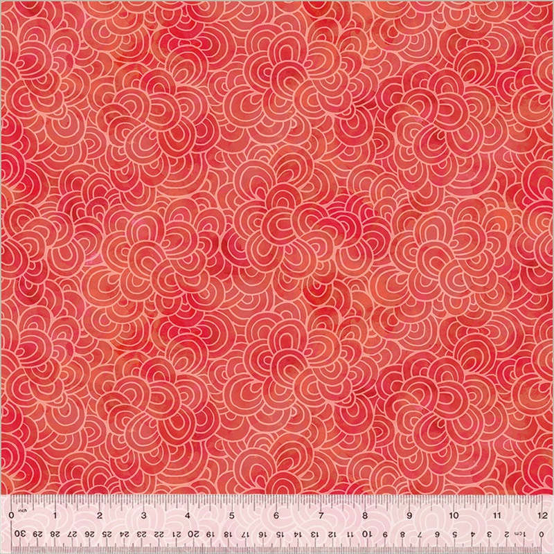 Wild Meadow by Sue Miano, Petal Pavers in Coral, per half-yard