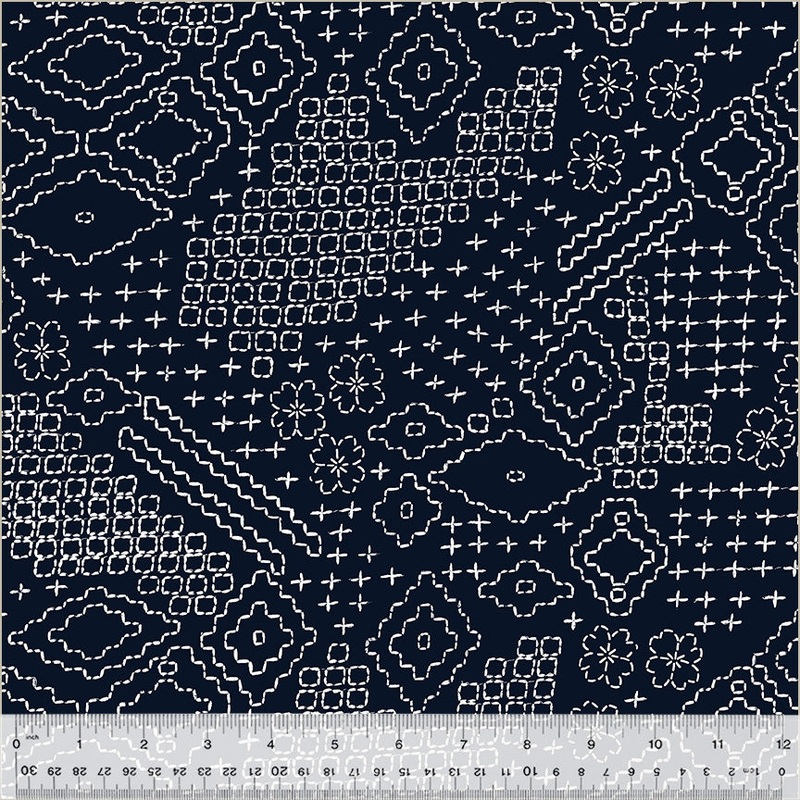 Windham Fabrics, 108 Wide Quilt Back, Sashiko Sampler, per half-yard