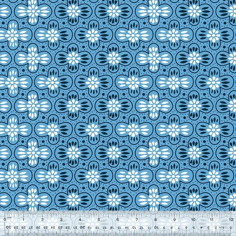 Windham Fabrics, 108 Wide Quilt Back, Pretty Things Cottage Stripe in Deep by Denyse Schmidt, per half-yard