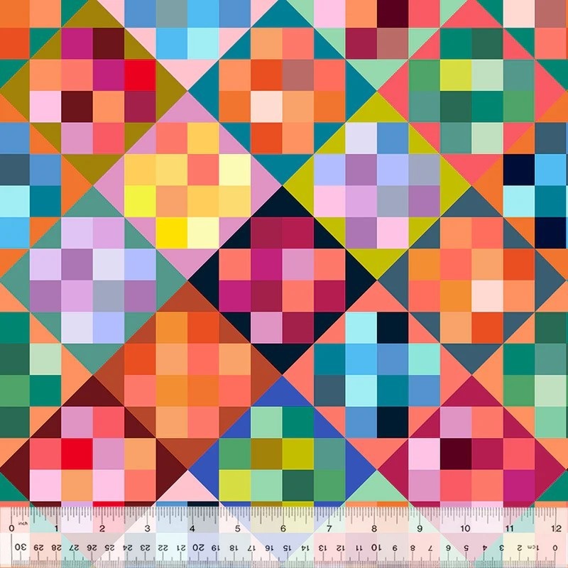 Windham Fabrics, 108 Wide Quilt Back, Colorblock in Multi by Annabel Wrigley, per half-yard