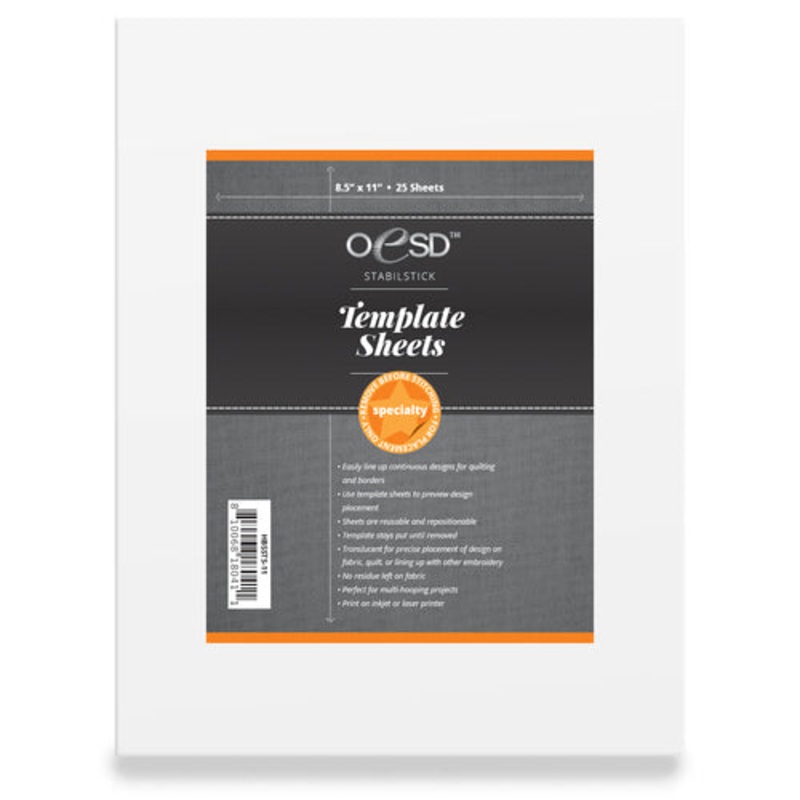 Notions OESD Stabilstick Template Sheets 8.5x11, 25 sheets