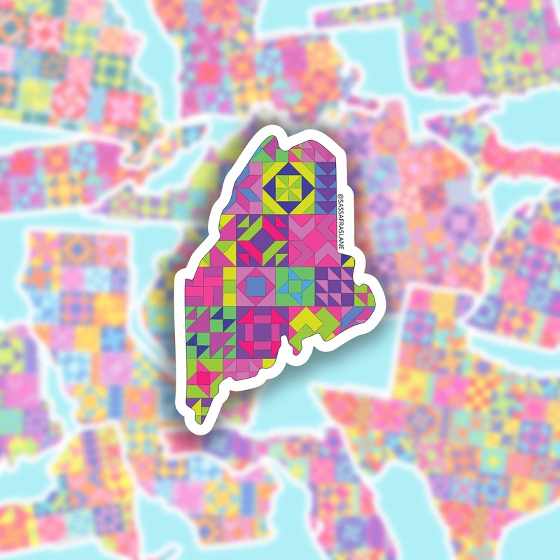 Gifts Maine State Quilt Sticker