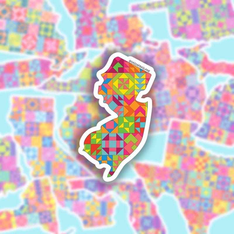 Gifts New Jersey State Quilt Sticker