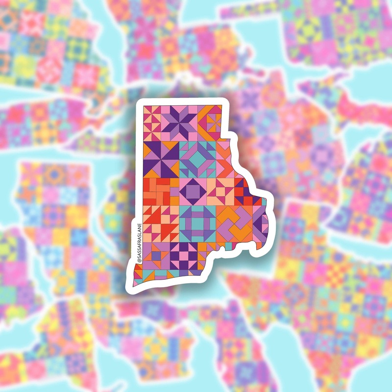 Gifts Rhode Island State Quilt Sticker