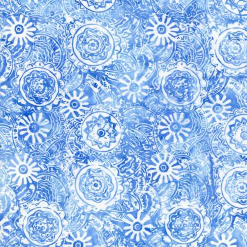 Fabric - Timeless Treasures Batik - Blue Medallions - B3131-POWDER