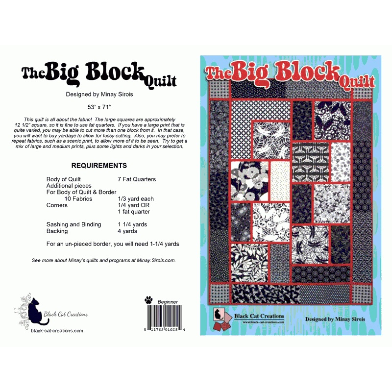 Pattern Black Cat Creations - Big Block Quilt BCCBBQ - DIGITAL DOWNLOAD