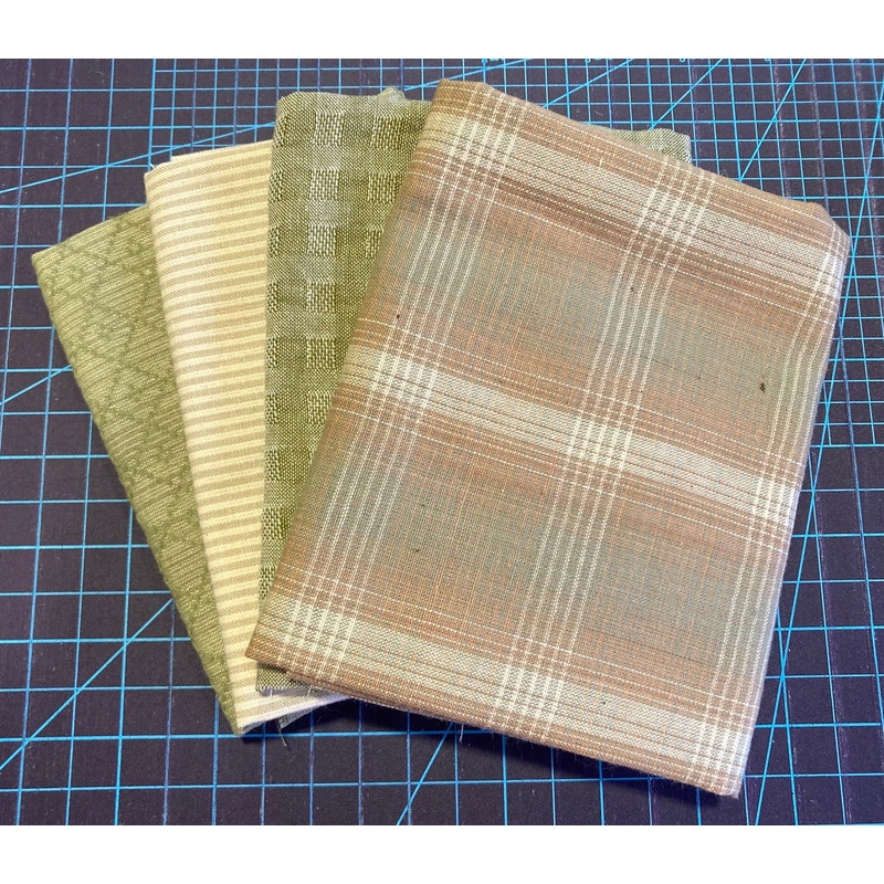 Yarn Dye Nikko Green/Tan bundle - Fat 1/4's (4pcs)