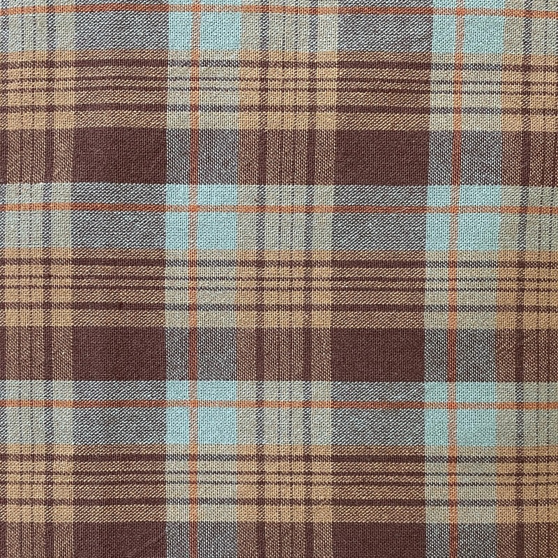 Yarn Dyed Woven - brown/aqua plaid -s254e
