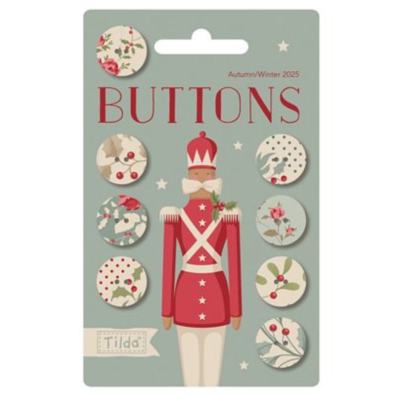 Notions Tilda Merry Little Christmas Buttons 0.63in 8pcs TIL400072