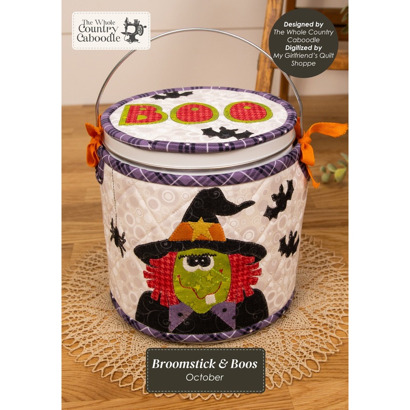 Kit Cozy Canister Broomstick & Boo MACHINE EMBROIDERY VERSION