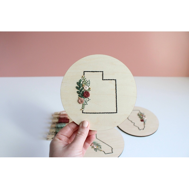 Kit Floral US State OHIO DIY Hand Embroidery