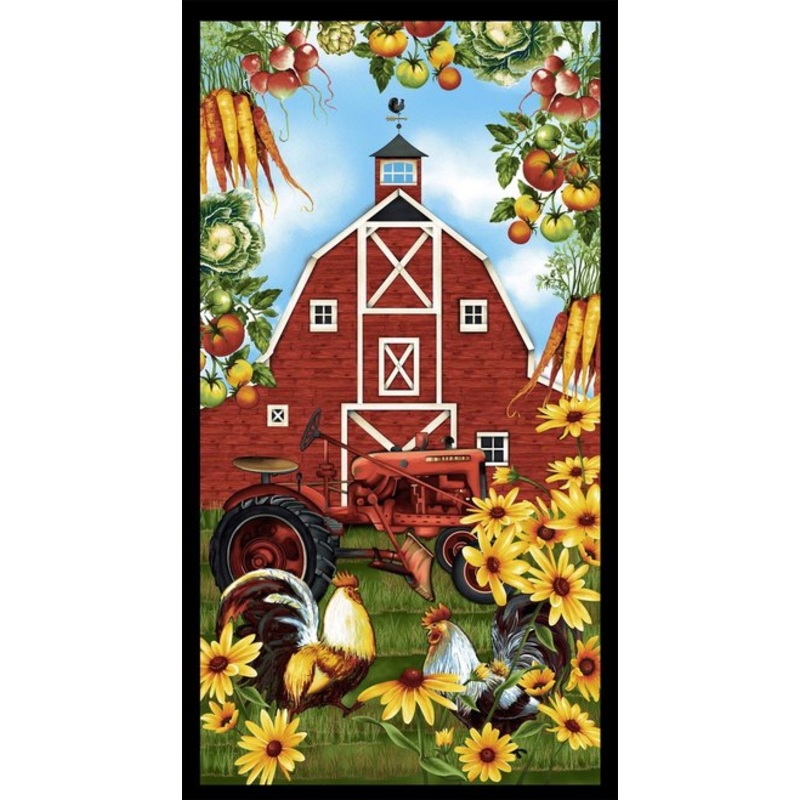 24 Farmer's Market Barn and Sunflower Panel by Geoff Allen | 4450P-66
