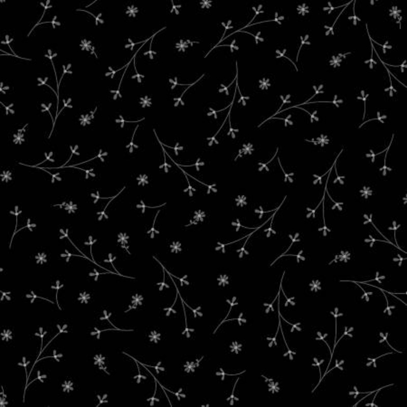 Fabric - Maywood Kimberbell 108in Wide - Black Pretty Petals  QBD210M-J