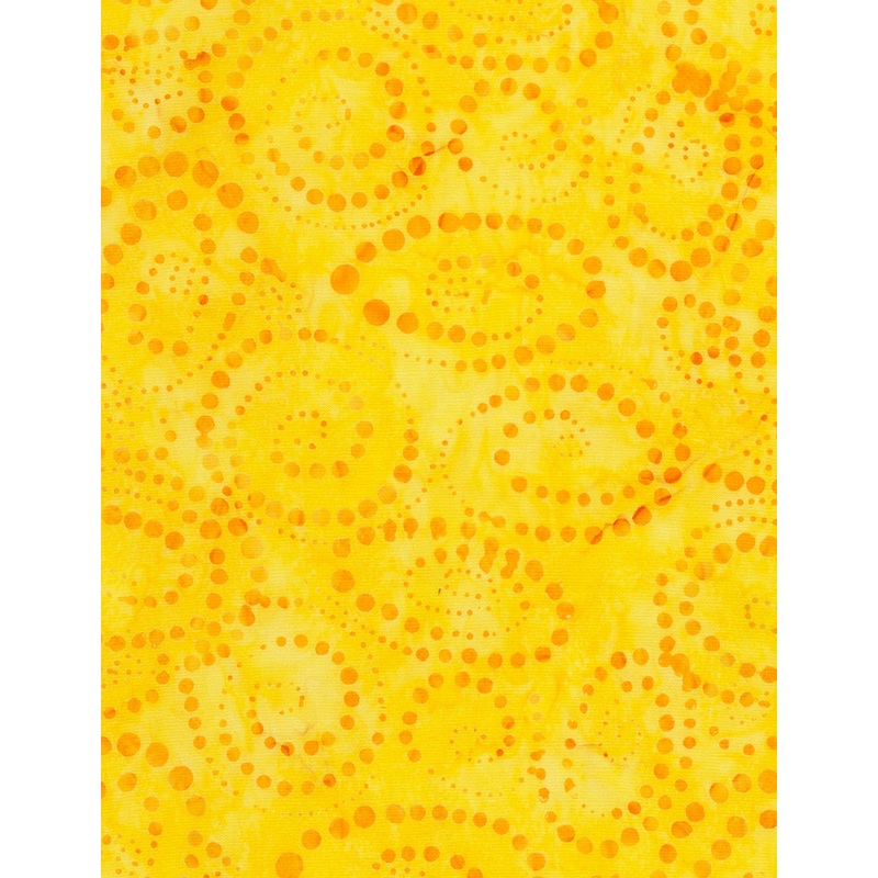 Timeless Treasures  Dotty Spiral Batik - Tonga Canary  B5270