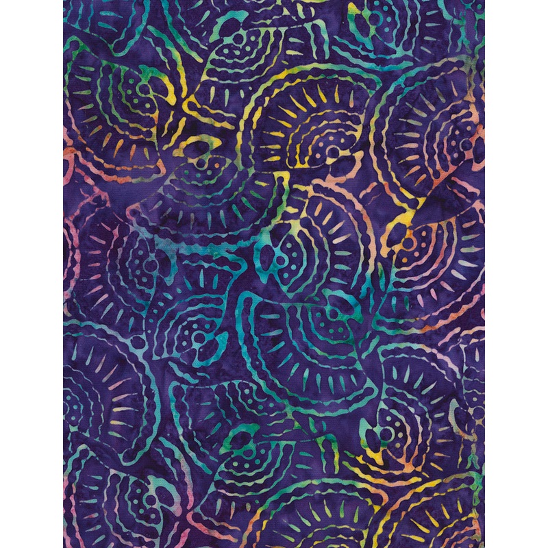 Timeless Treasures- Seashell Batik - Tonga Iris