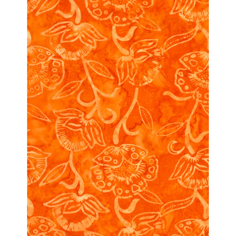 Timeless Treasures - Water Color Flowers Batik - Tonga Carrot