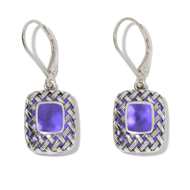 Gifts - Bottled Up Designs - Vintage Quilted Square Earrings - Amethyst QSAE