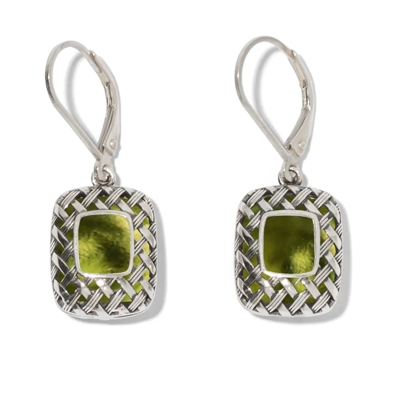 Gifts - Bottled Up Designs - Vintage Quilted Square Earrings - Olive QSOE