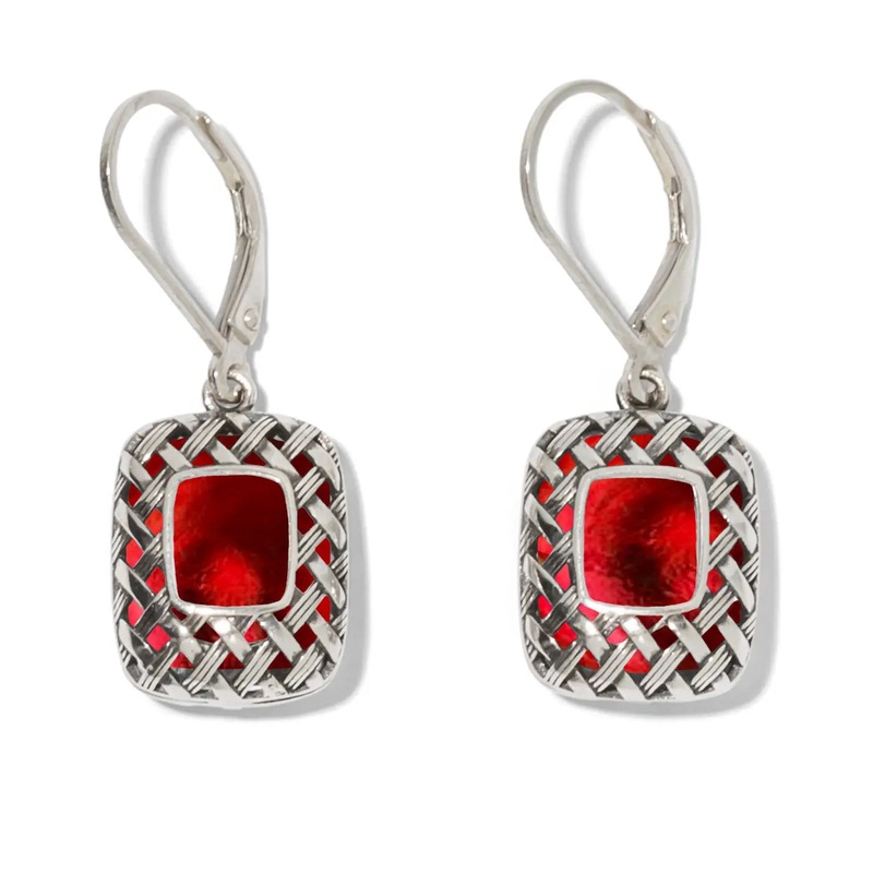 Gifts - Bottled Up Designs - Vintage Quilted Square Earrings - Ruby QSRE