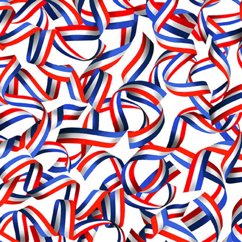 Kanvas Red White & True Patriotic Ribbons White   9698-09