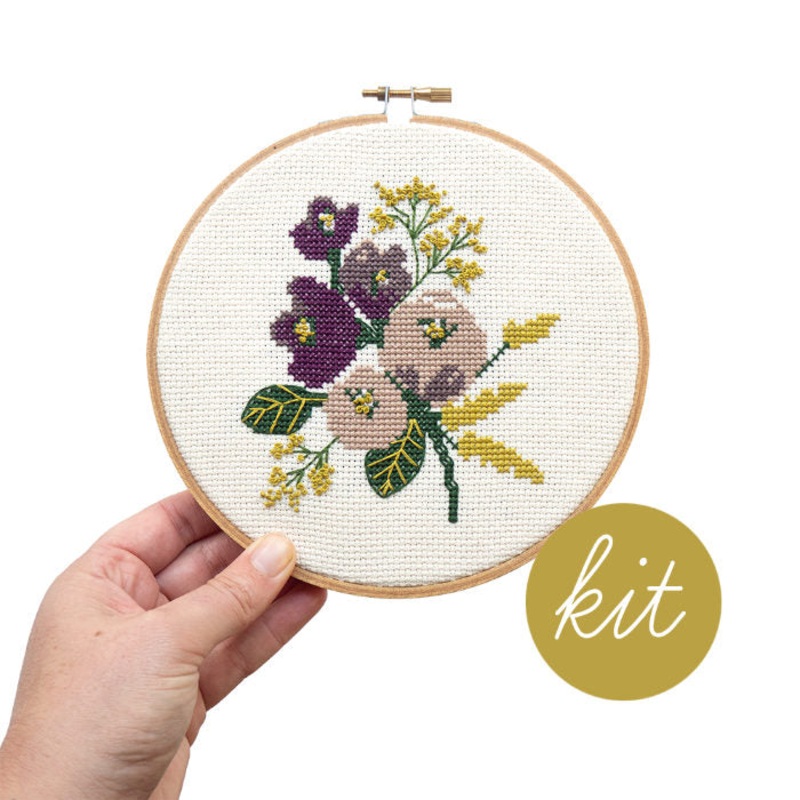Amethyst Floral Cross Stitch Kit