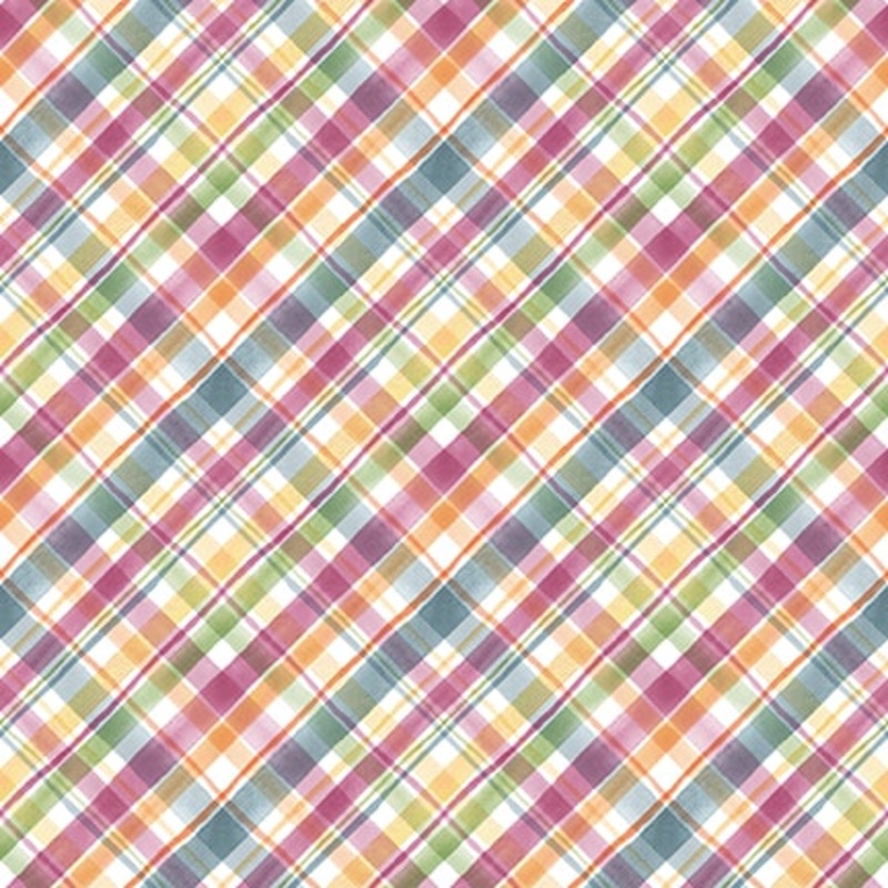 Easter Wishes: GREEN PLAID Fabric (1/2 yd)