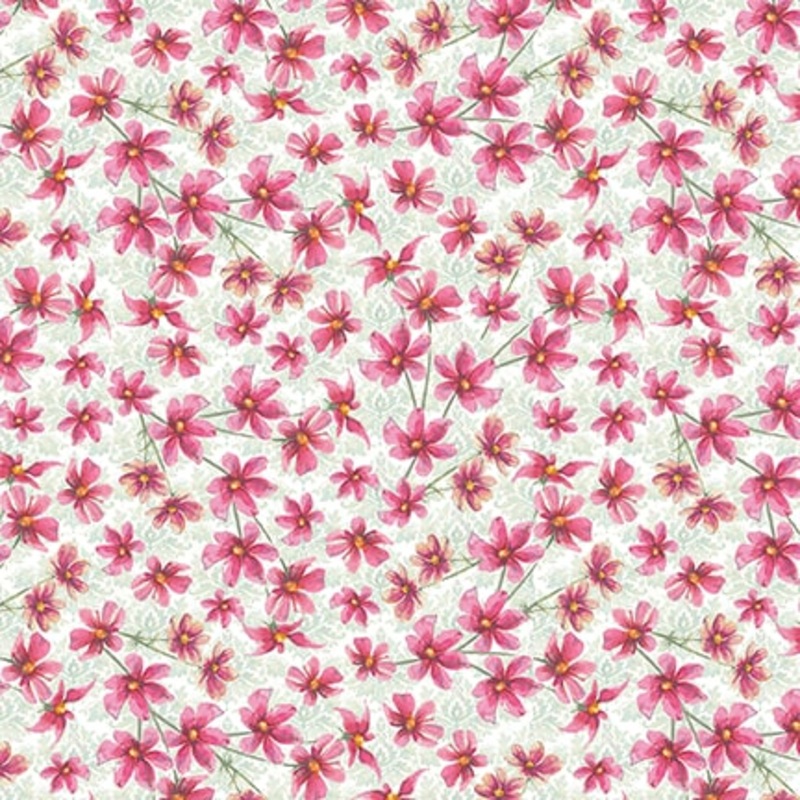 Easter Wishes: PINK SMALL FLORAL Fabric (1/2 yd)