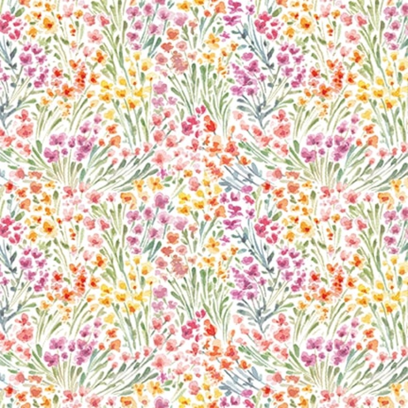 Easter Wishes: WHITE WILD FLOWERS Fabric (1/2 yd)