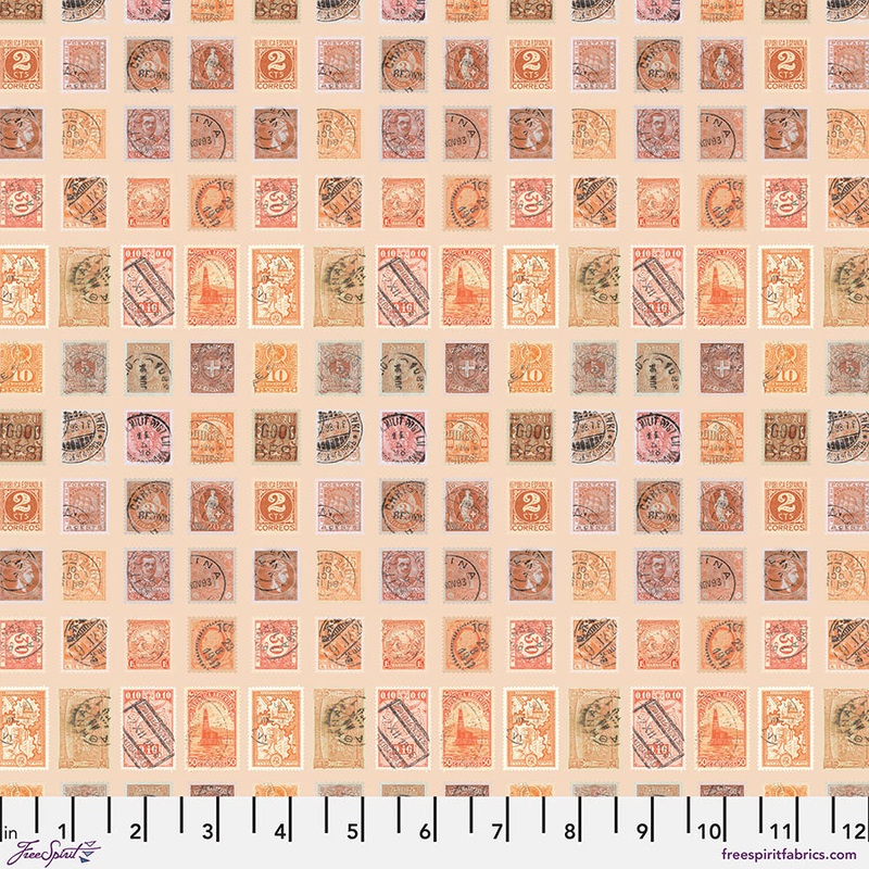 Eclectic Elements Palette: ORANGE STAMPS Fabric (1/2 yd.)