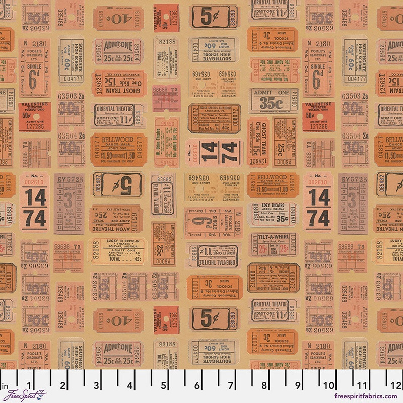 Eclectic Elements Palette: ORANGE TICKETS Fabric (1/2 yd.)