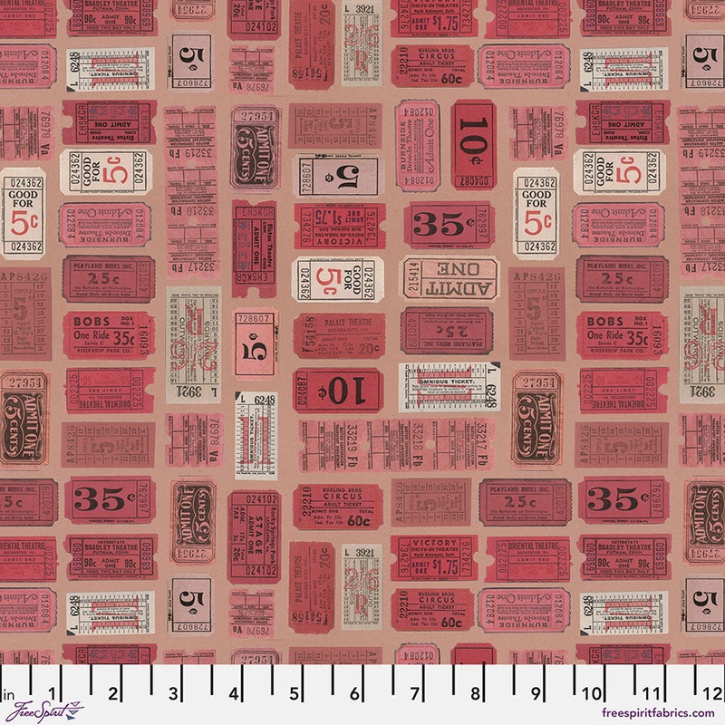 Eclectic Elements Palette: RED TICKETS Fabric (1/2 yd.)