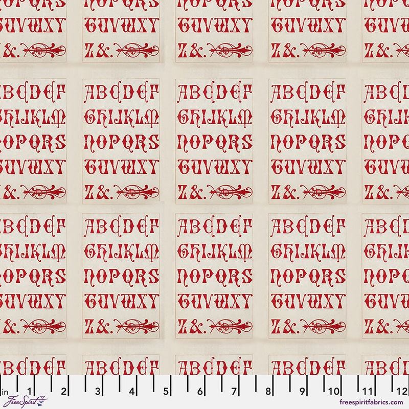 Eclectic Elements Palette: RED TYPOGRAPHY Fabric (1/2 yd.)
