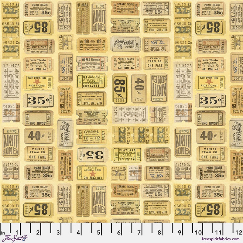 Eclectic Elements Palette: YELLOW TICKETS Fabric (1/2 yd.)