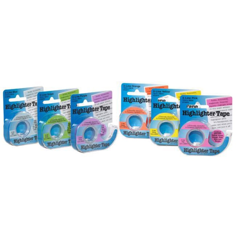 Highlighter Tape-Pink & Orange & Blue & Green & Yellow & Purple