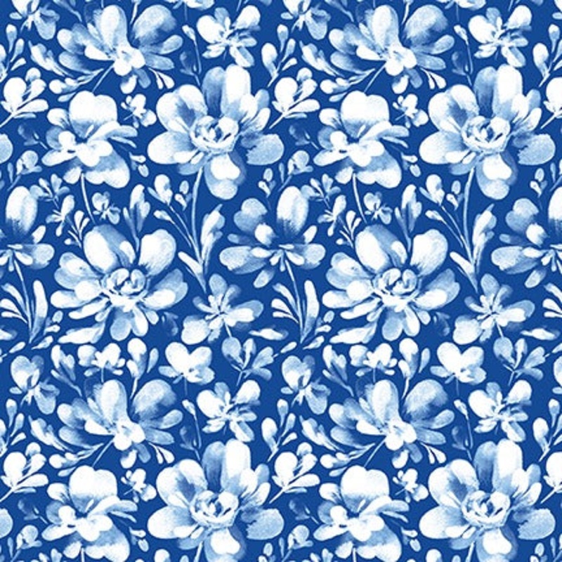 Lucky Stars: COBALT FLOWERS Fabric (1/2 yd)