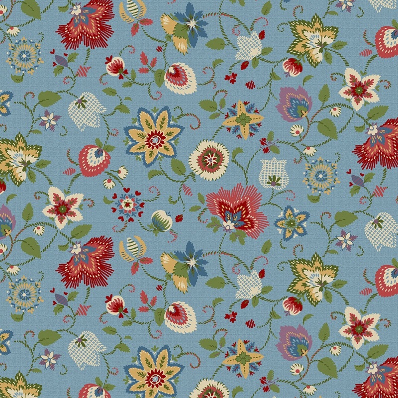 Marcus Fabrics Thread the Needle by Laura Berringer Flower Sampler Blue 0830-0150
