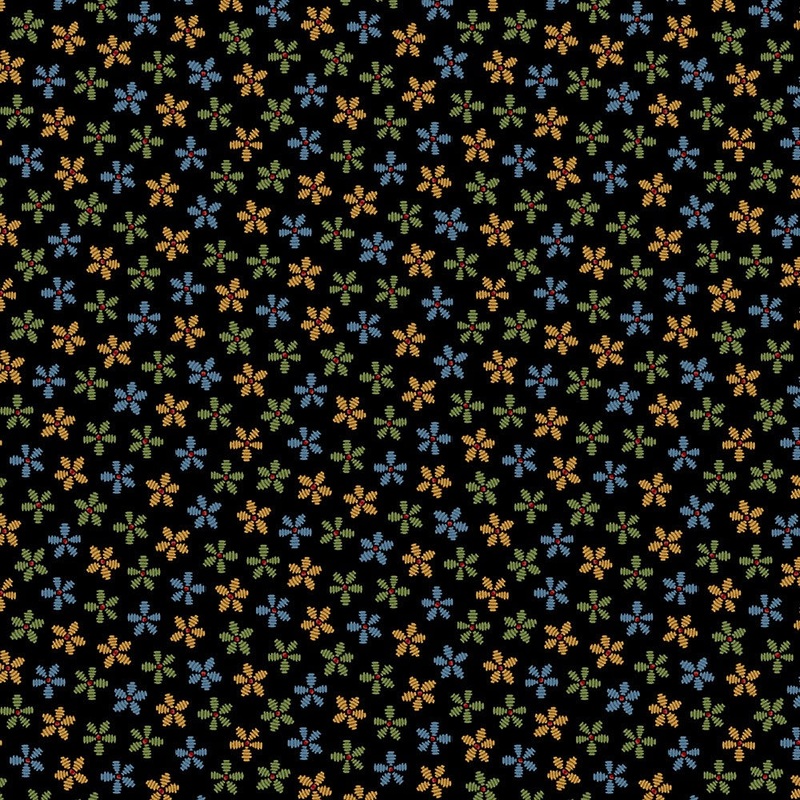 Marcus Fabrics Thread the Needle by Laura Berringer Lazy Daisy Black 0831-0112