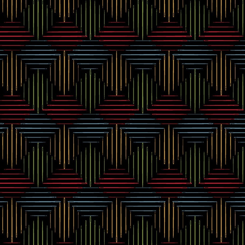 Marcus Fabrics Thread the Needle by Laura Berringer Needles on Black 0833-0112