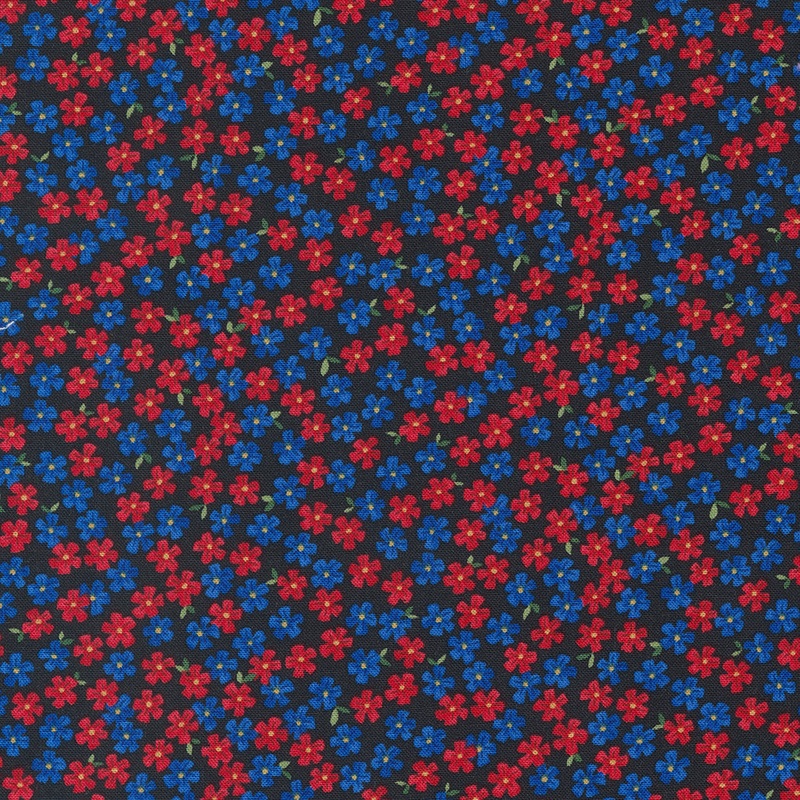 Red White & Bloom: BLACK Patriotic Posies by Deb Strain (1/2 yd)