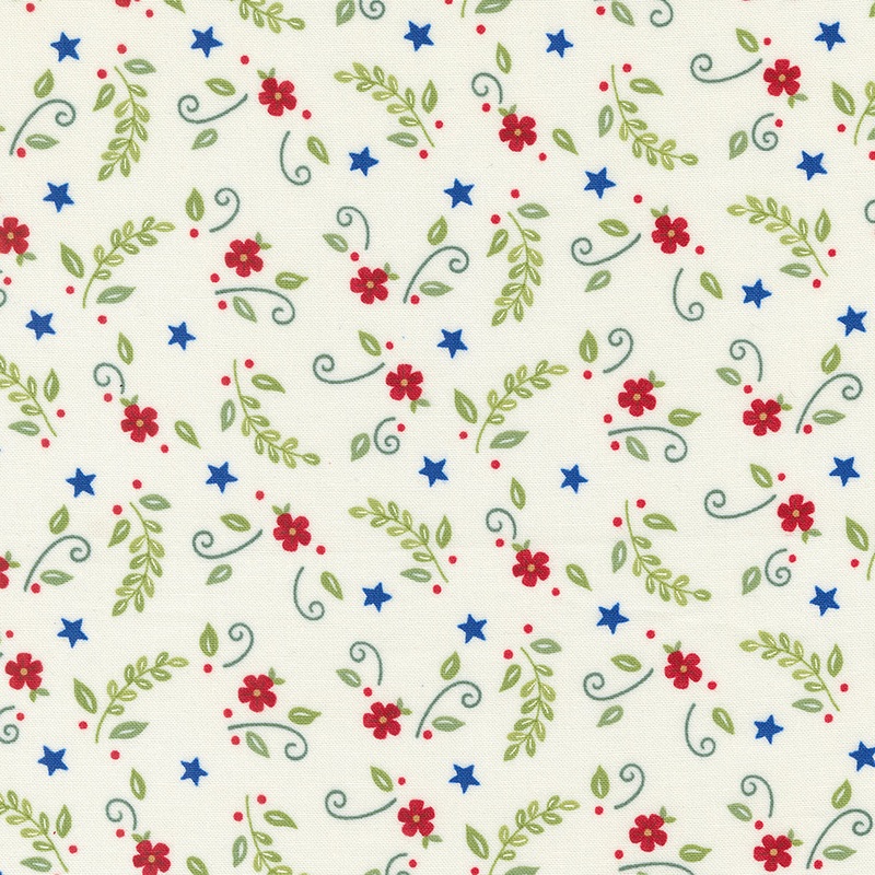 Red White & Bloom: DAISY WHITE Flower And Leaves by Deb Strain (1/2 yd)