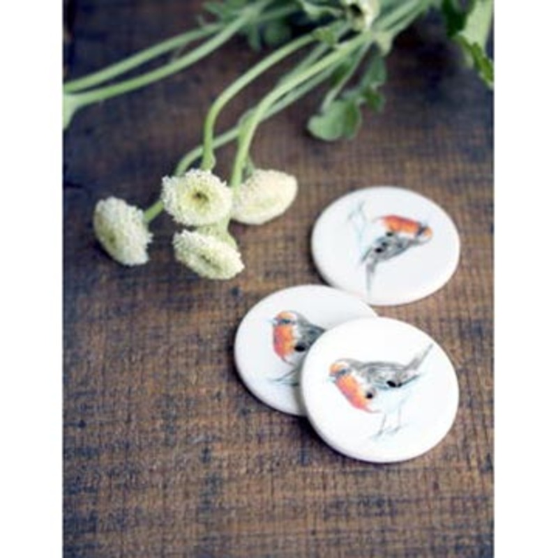 Ceramic Robin Redbreast Buttons