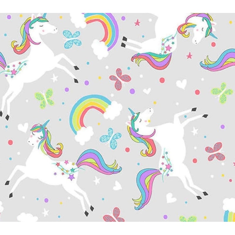 Flannel - AE Nathan. Comfy Flannel. Unicorns and Rainbows Grey FLANNEL  N-13610 Grey